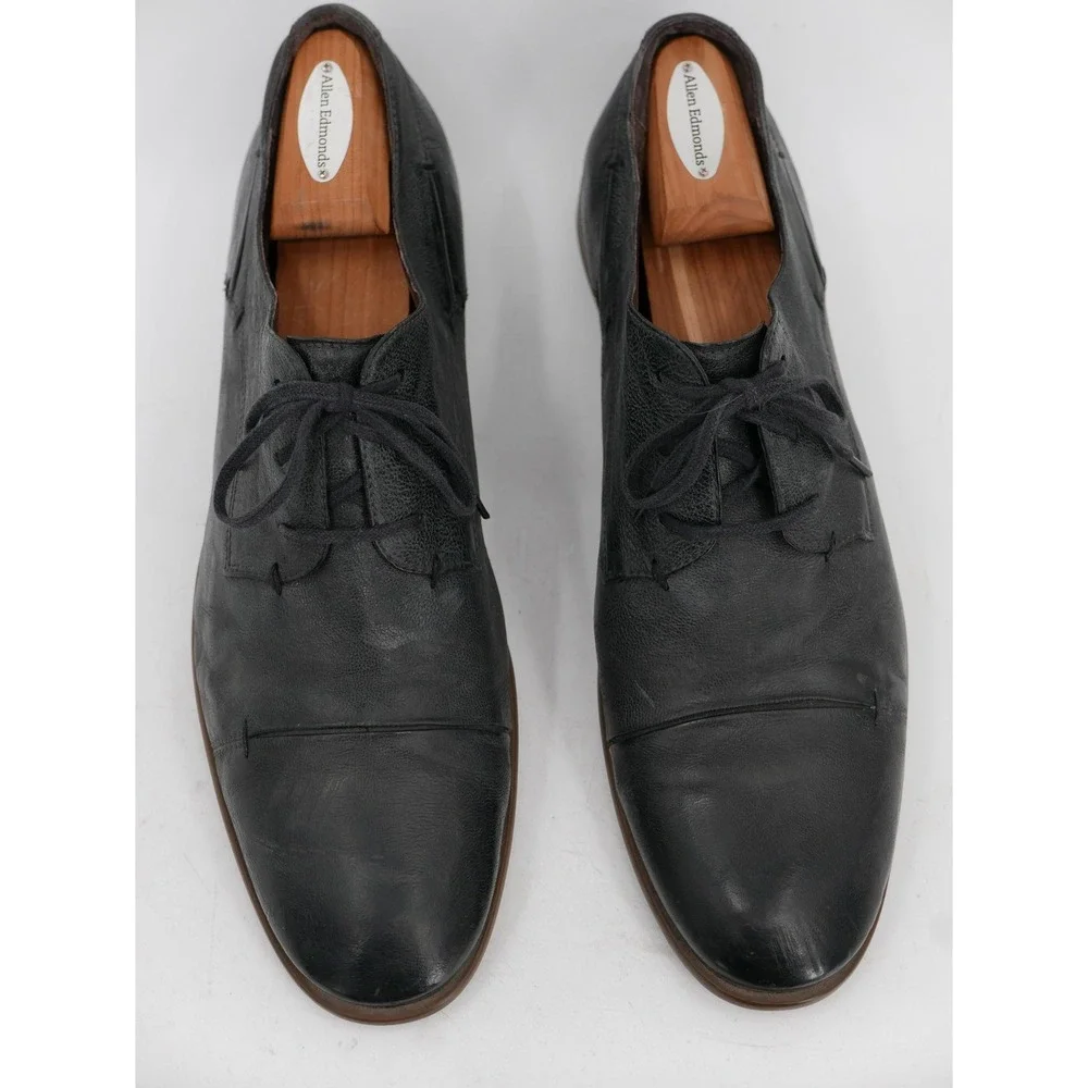 John Varvatos U.S.A. Shoes Black Leather Cap Toe Derby Men's Size 12 A4988